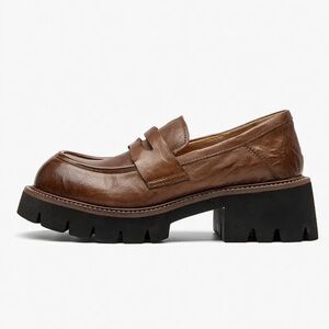 BeauToday Classic Platform Penny Loafers with Lug Sole for Women size 8 .